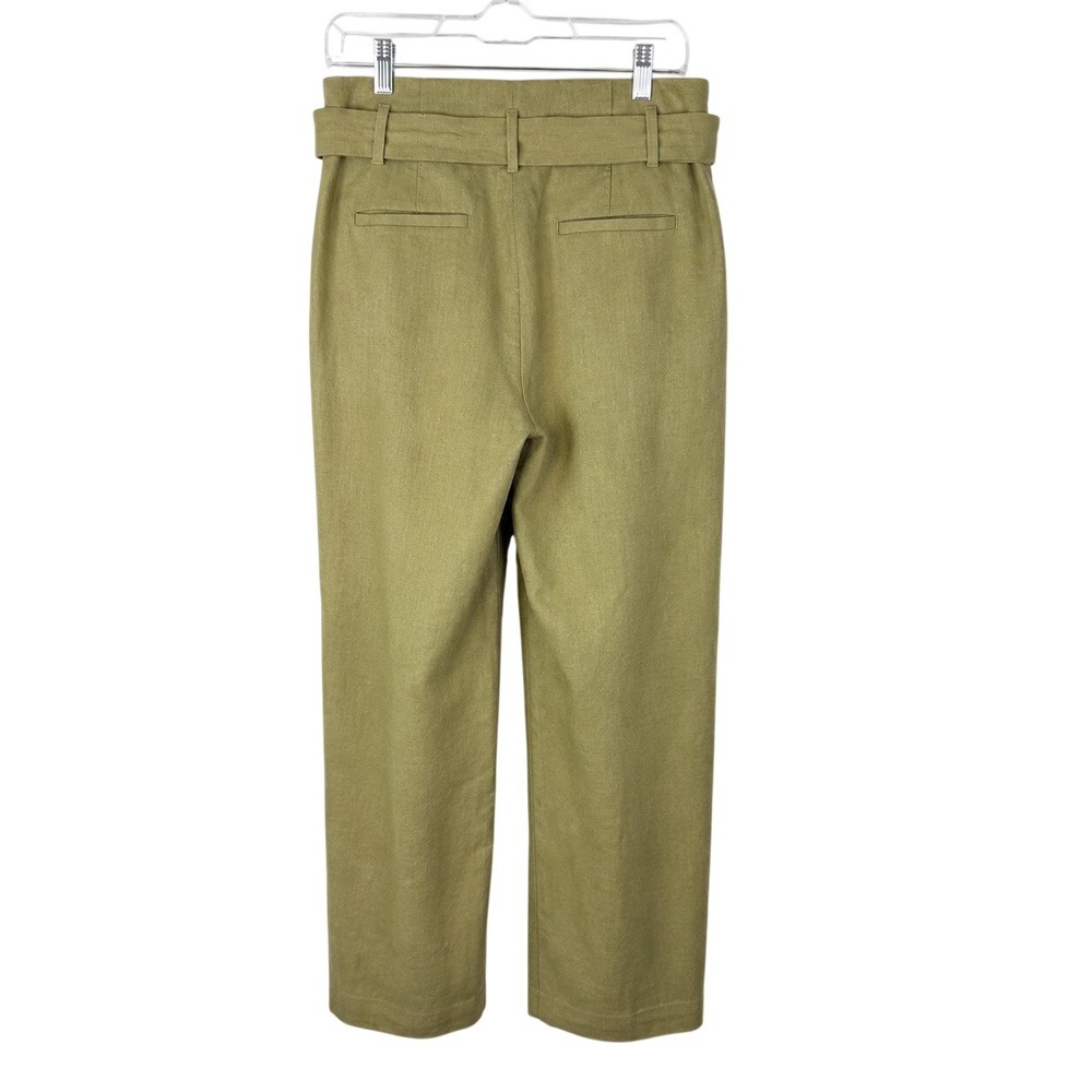 Banana Republic Olive Green Linen Blend Belted Wide Leg Pants Size 6 High Rise - Picture 2 of 4